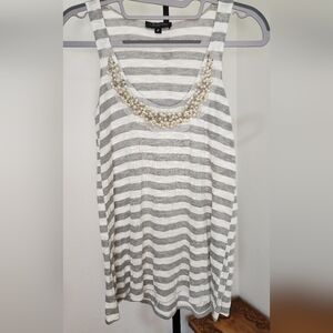Striped Gray and White Women's Top